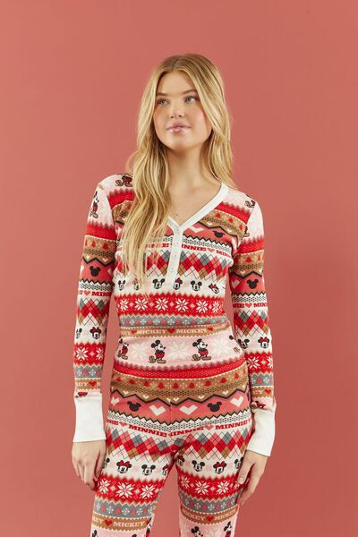 Disney Mickey & Minnie Fair Isle Pajama Top | Forever 21 | Forever 21 (US)