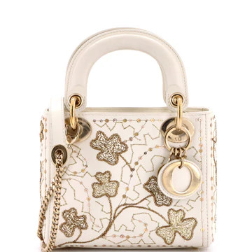 Christian Dior Lady Dior Chain Bag Embroidered Calfskin Mini Gold 4209464 | Rebag