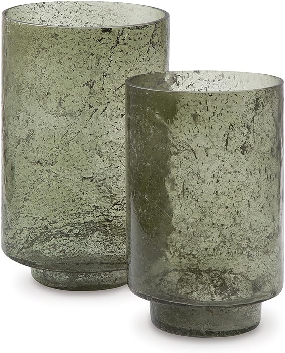 Signature Design by Ashley Clarkton Casual Abstract Sanded Glass Candle Holder Set for 3” Pilla... | Amazon (US)
