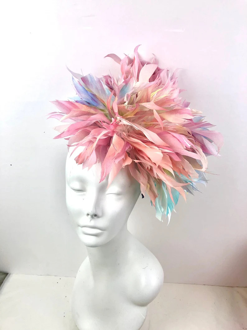 Pastel Fascinator Feather Headdress Ladies Hat - Etsy | Etsy (US)