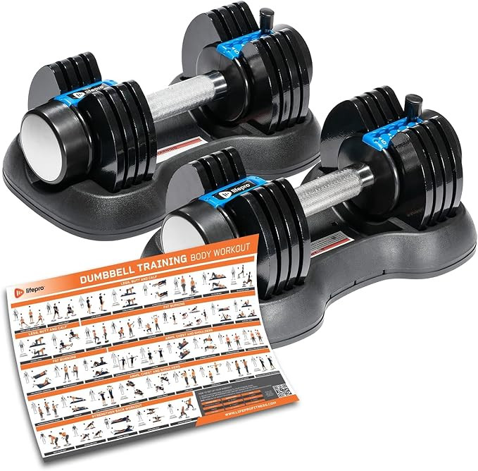 LifePro Adjustable Dumbbell Set Pair, 5-in-1 Adjustable Free Weights Plates and Rack - Hand Weigh... | Amazon (US)