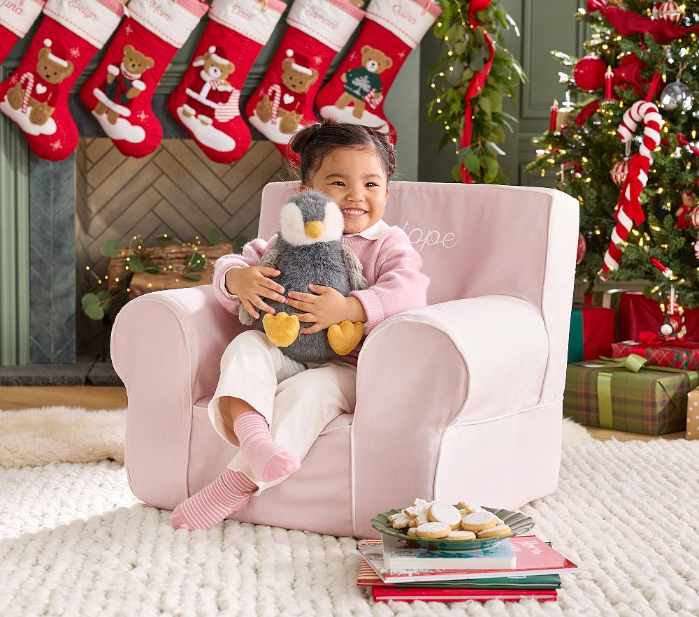 Anywhere Chair®, Pearl Twill With White Piping | Pottery Barn Kids
