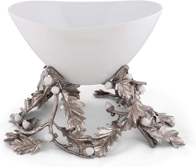 Vagabond House Pewter Oak Leaf Acorn Centerpiece Porcelain Bowl 16 Inch Long x 18 Inch Wide x 14 ... | Amazon (US)