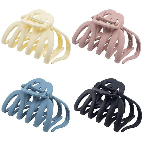 4 Pieces 3.5'' Large Octopus Claw Clips for Thick Long Hair, Big Hair Clips for Women, Strong Hol... | Amazon (US)
