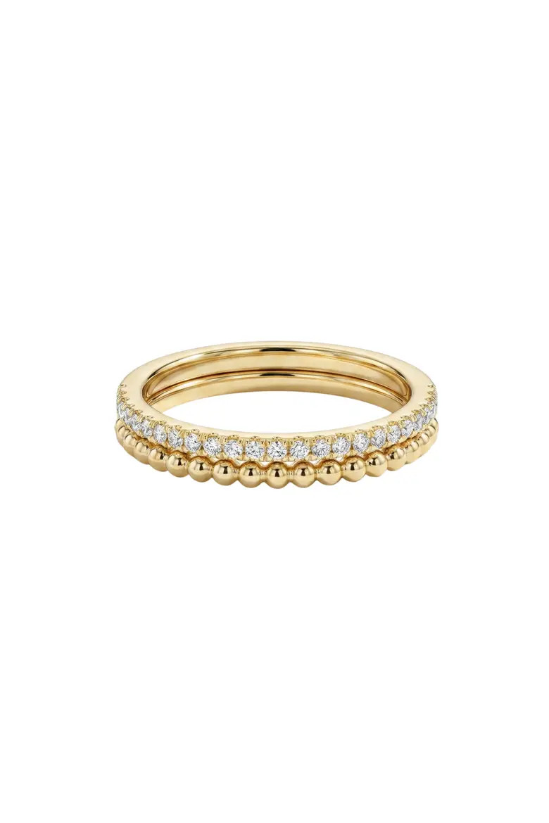 Bezel Set Cubic Zirconia & Milgrain Ring Set (Women) | Nordstrom | Nordstrom