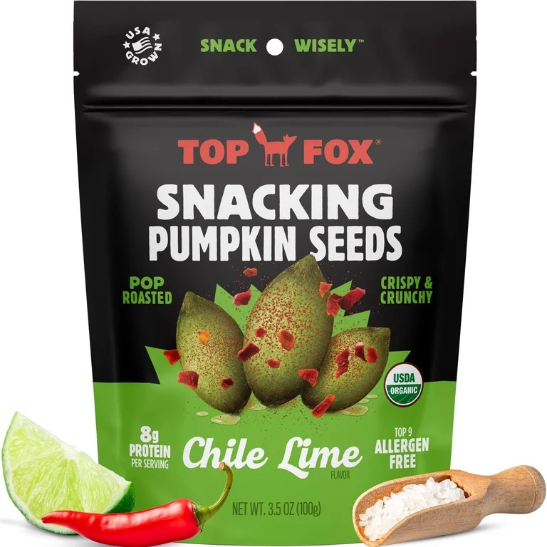 Top fox - Savory Chile Lime Pumpkin Seed Snacks - 3.5 Oz, Case of 6 | Walmart (US)