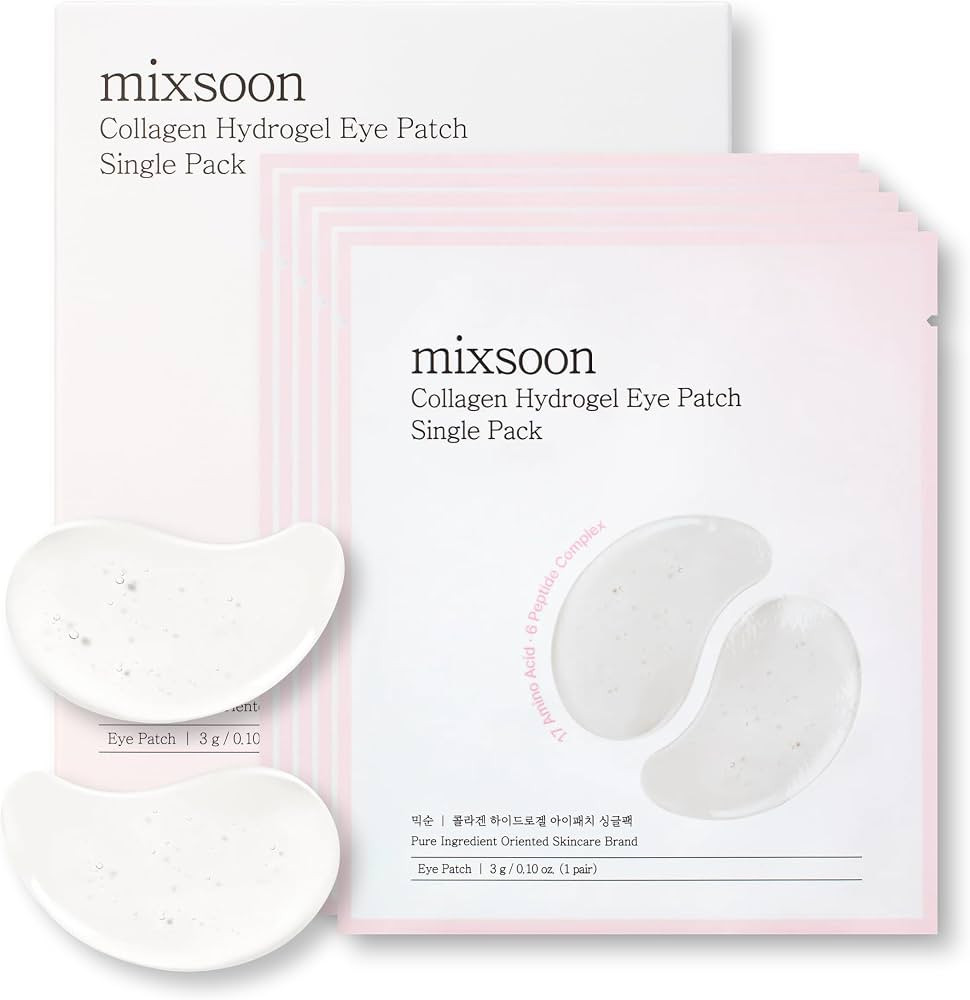 mixsoon Collagen Hydrogel Eye Patches Single Pack Travel Size Hydrating Gel Eye Mask with Collage... | Amazon (US)