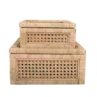 Hello Honey® Cane & Rattan Display Box with Glass Lid Set in Brown | Small | Michaels® | Michaels Stores
