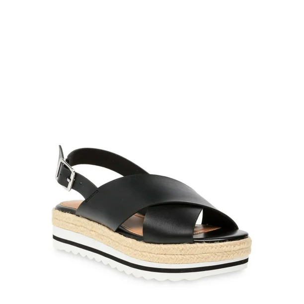 Time and Tru Women's Cross Flatform Sandal - Walmart.com | Walmart (US)