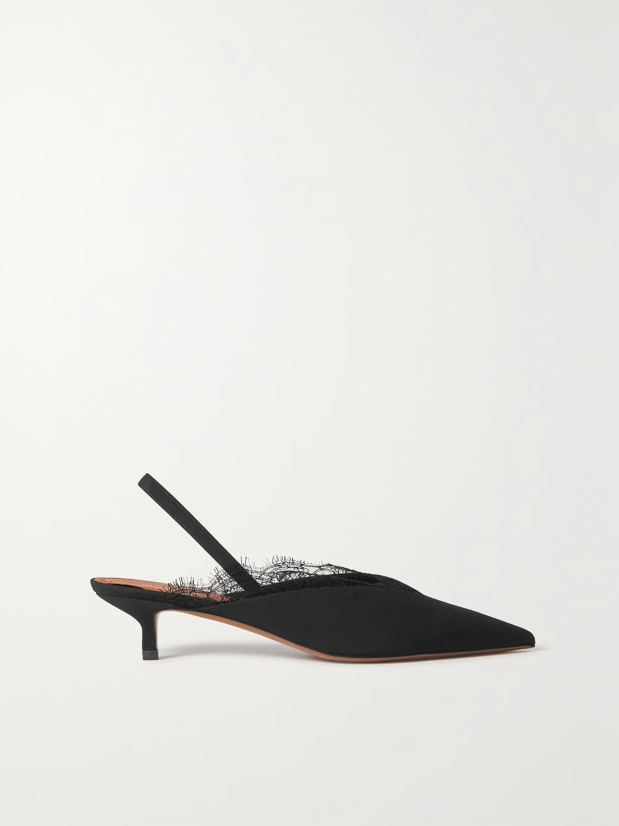 Irena lace-trimmed crepe de chine slingback pumps | NET-A-PORTER (US)