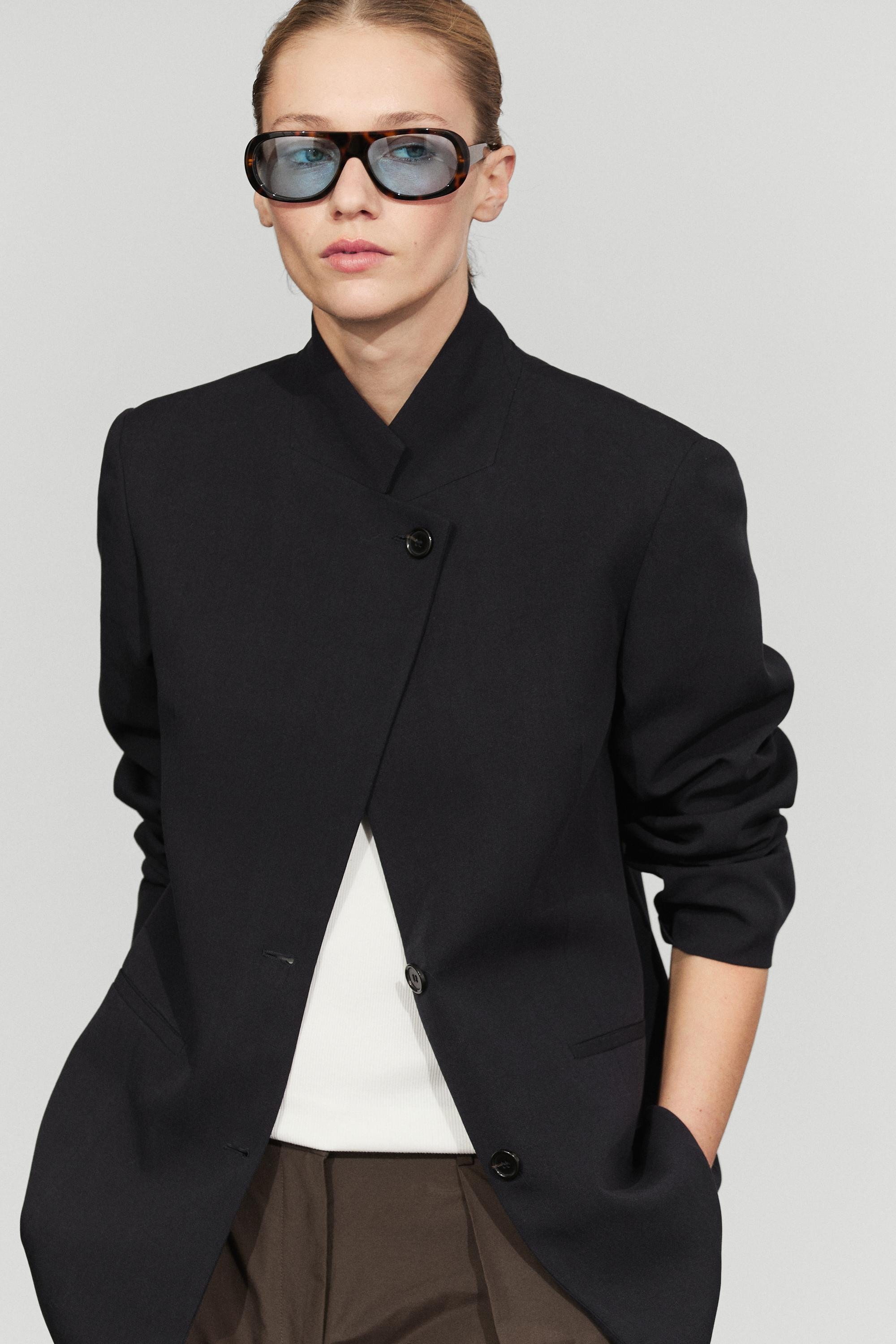 Flowy button-detail blazer | Massimo Dutti UK