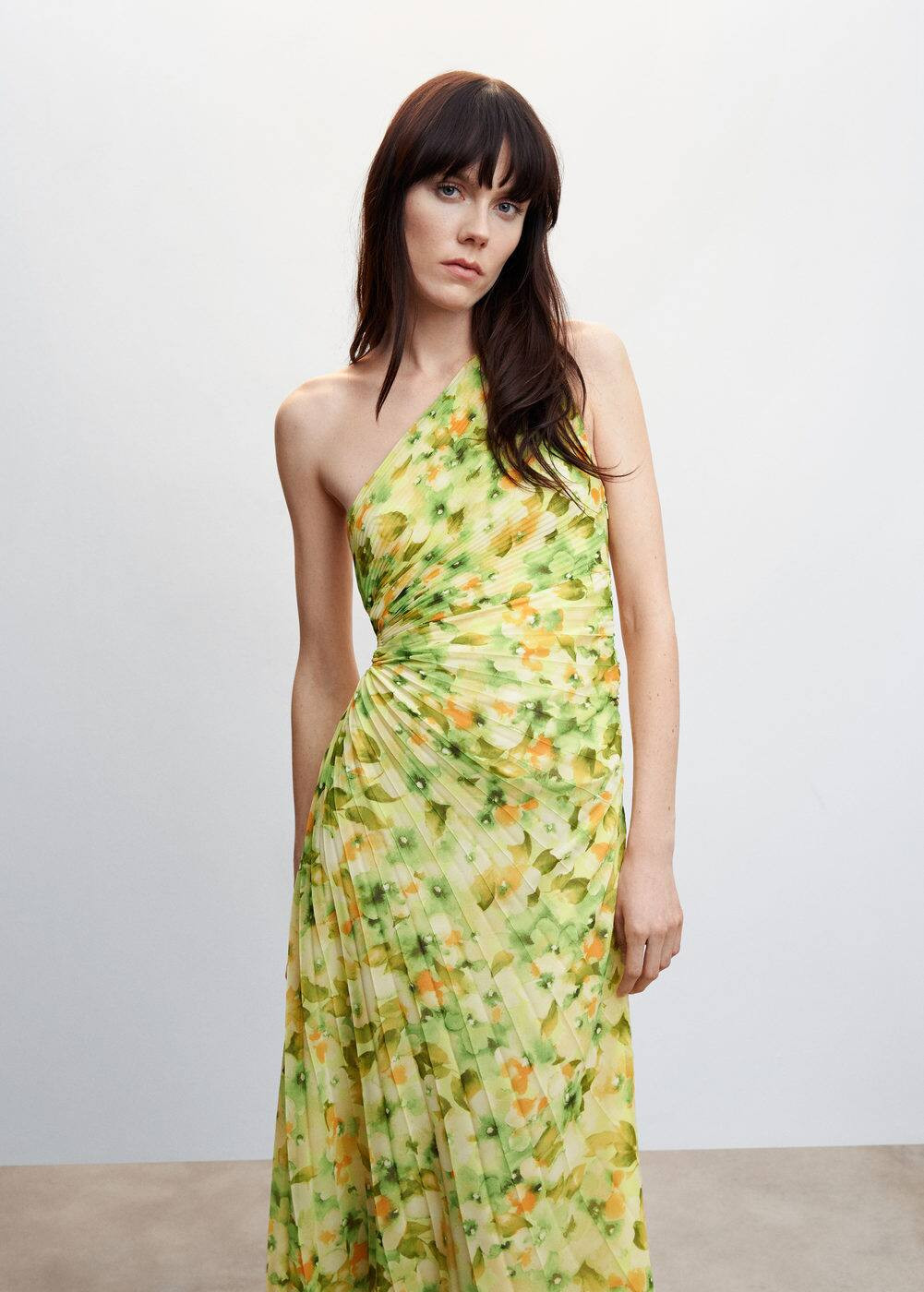 Asymmetrical pleated dress -  Women | Mango USA | MANGO (US)