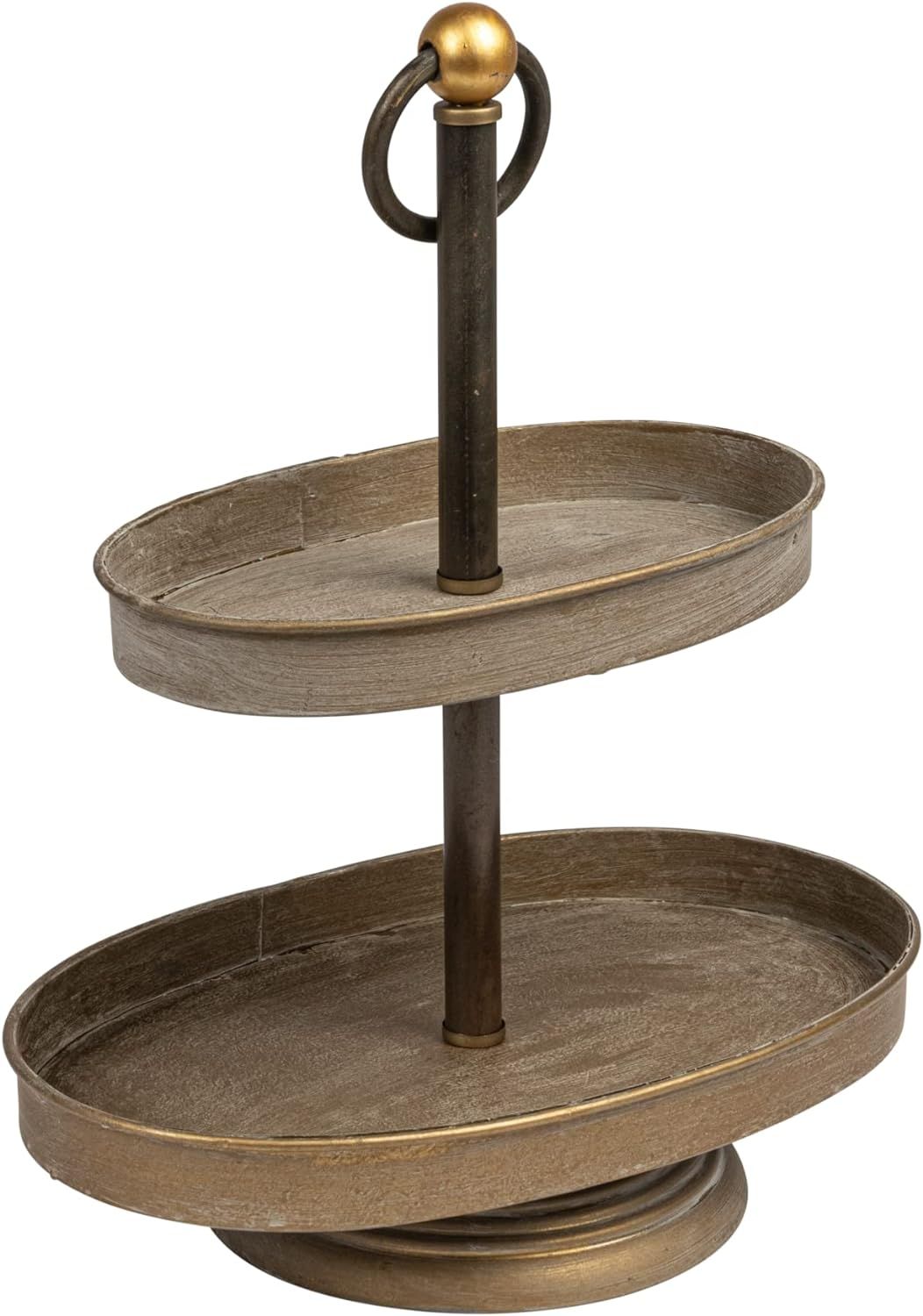 Creative Co-Op Decorative Metal Oval Two Tier Tray with Rustic Antique Copper Finish | Amazon (US)