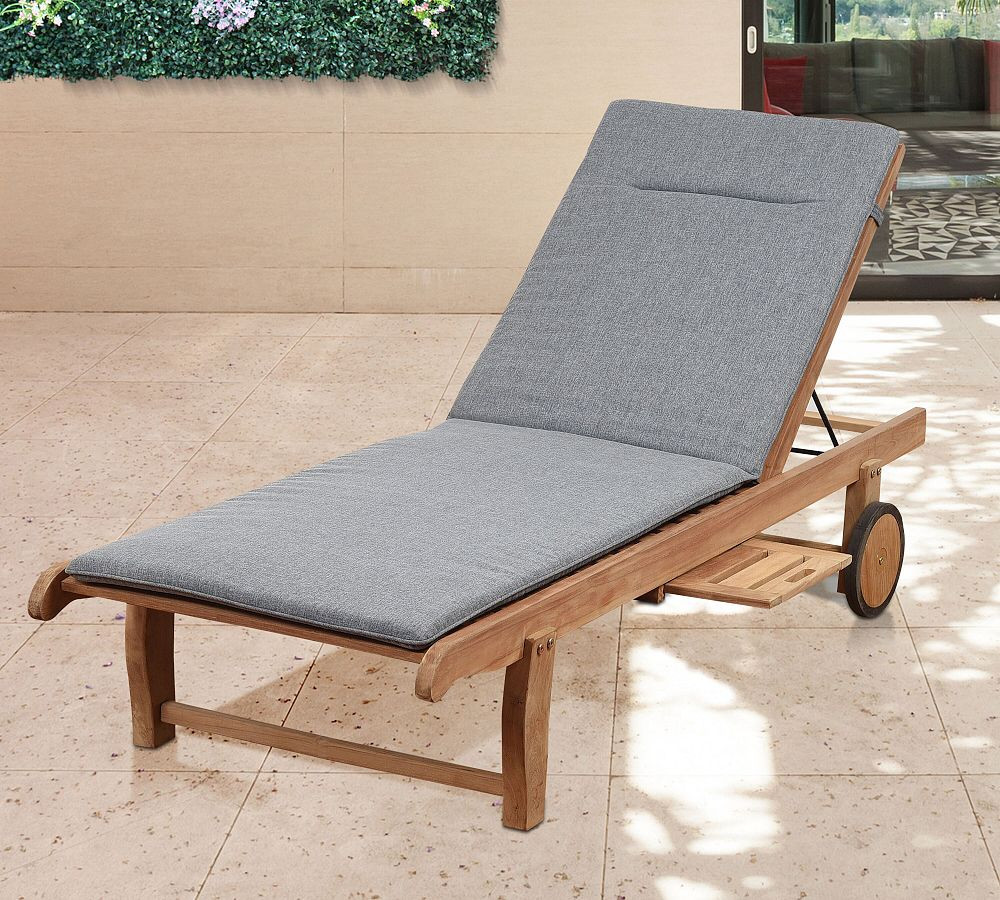 Ardine Teak Outdoor Single Chaise Lounge with Wheels | Pottery Barn (US)