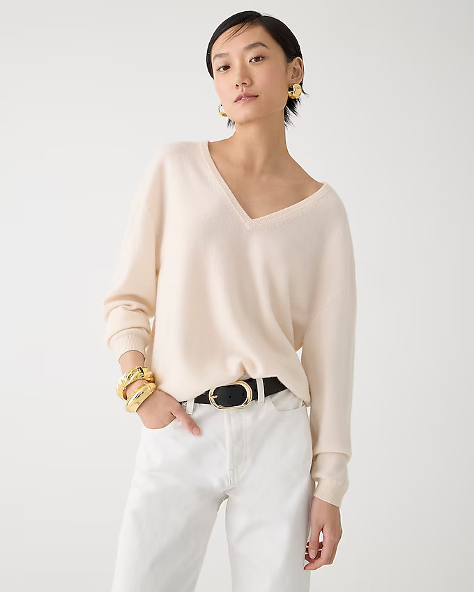 Cashmere relaxed V-neck sweater | J. Crew US