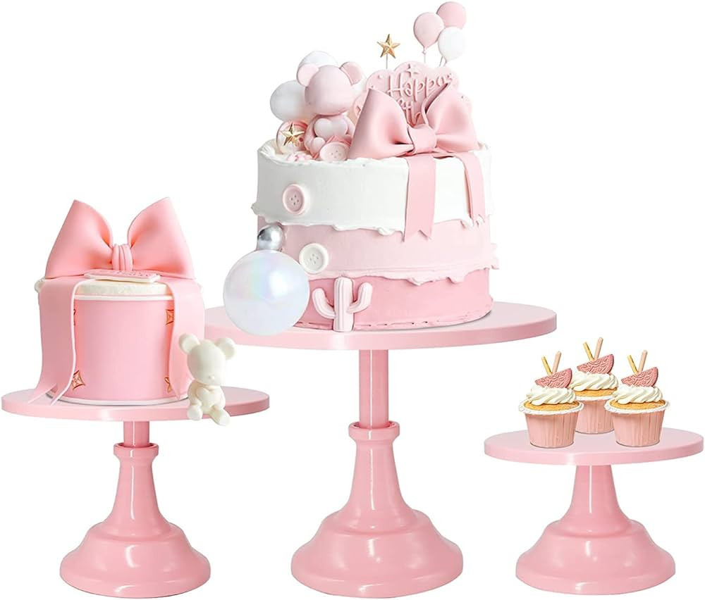 Set of 3pcs Pink Cake Cupcake Stands Round Modern Dessert Towers Decor Serving Platter for Girl's... | Amazon (US)