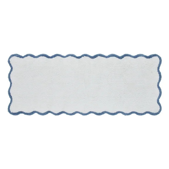 My Texas House Whitney Blue Scallop Cotton Bath Rug Runner, 24" x 60" | Walmart (US)