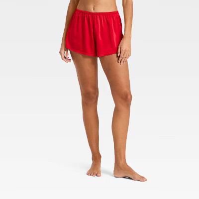 Women's Satin Boxer Pajama Shorts - Wild Fable™ Red M | Target