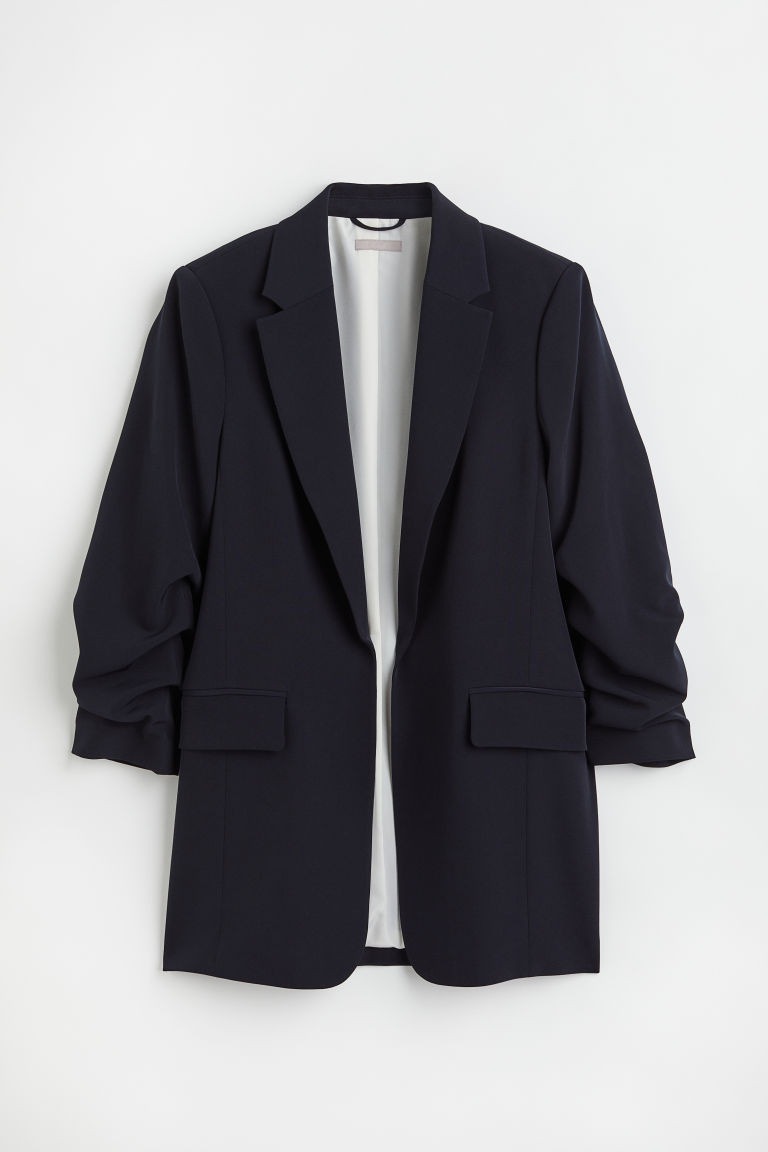H & M - Gathered-sleeve Jacket - Blue | H&M (US + CA)