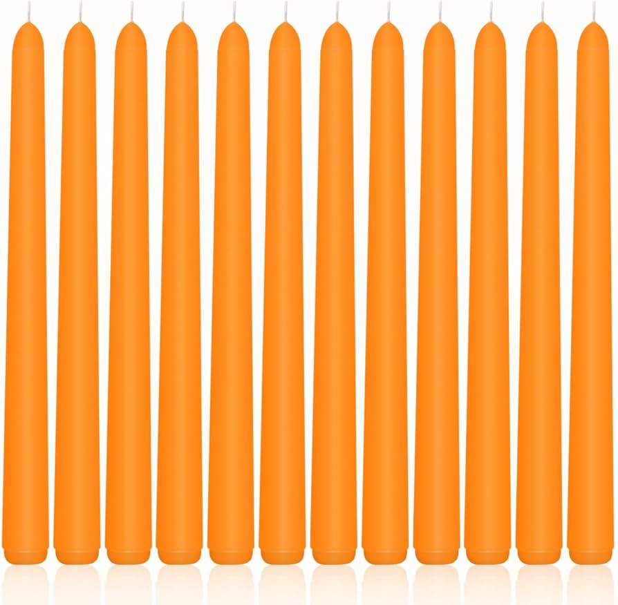 10 Inch Orange Taper Candles, 12 Pack Unscented Candlesticks for Dinner, Fall Harvest, Halloween,... | Amazon (US)