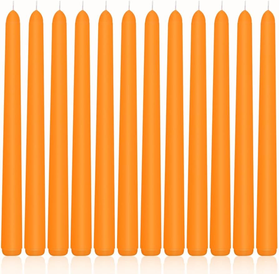 10 Inch Orange Taper Candles, 12 Pack Unscented Candlesticks for Dinner, Fall Harvest, Halloween,... | Amazon (US)