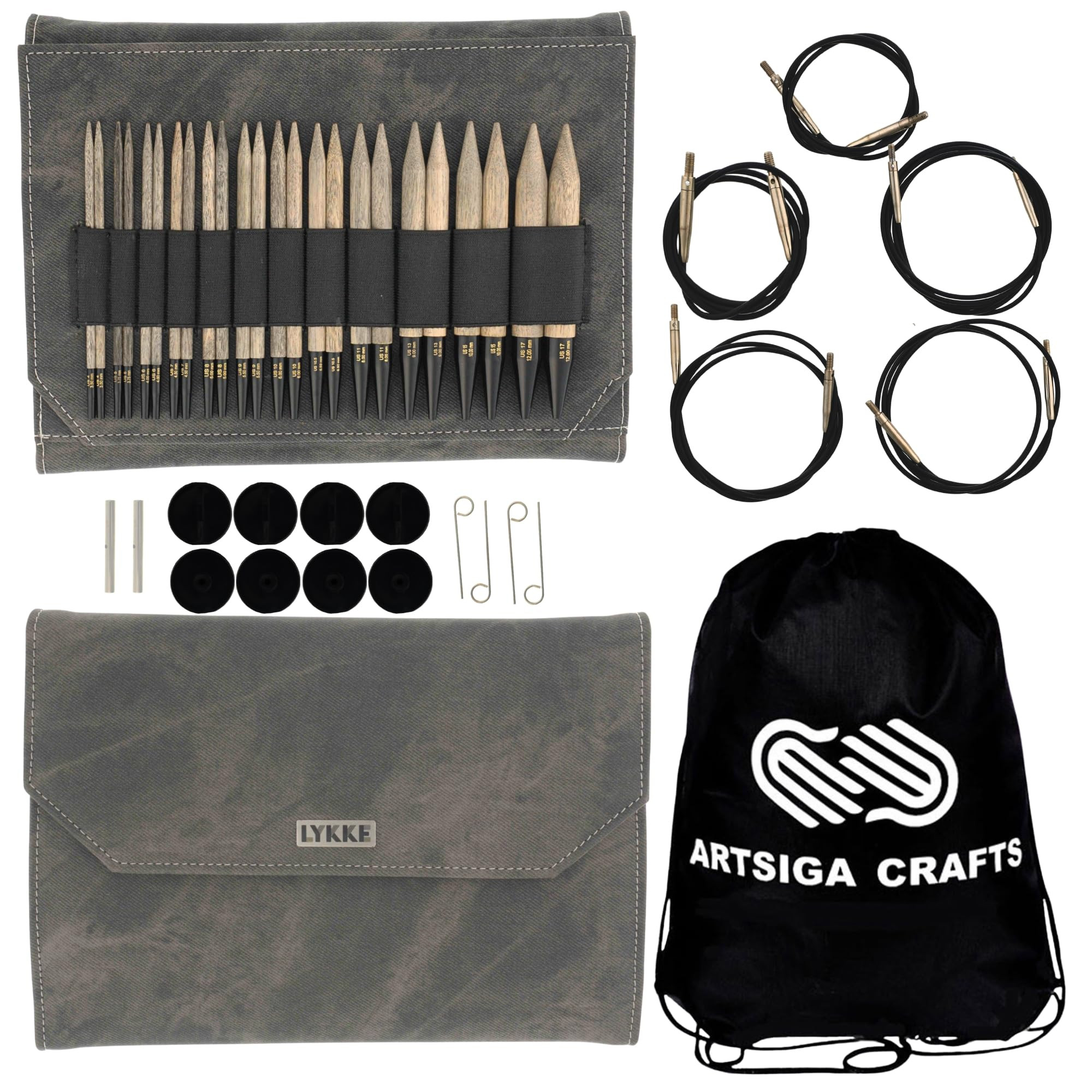 Lykke Driftwood 5 in. Complete Set US 4, 5, 6, 7, 8, 9, 10, 10.5, 11, 13, 15, 17 Interchangeable ... | Amazon (US)