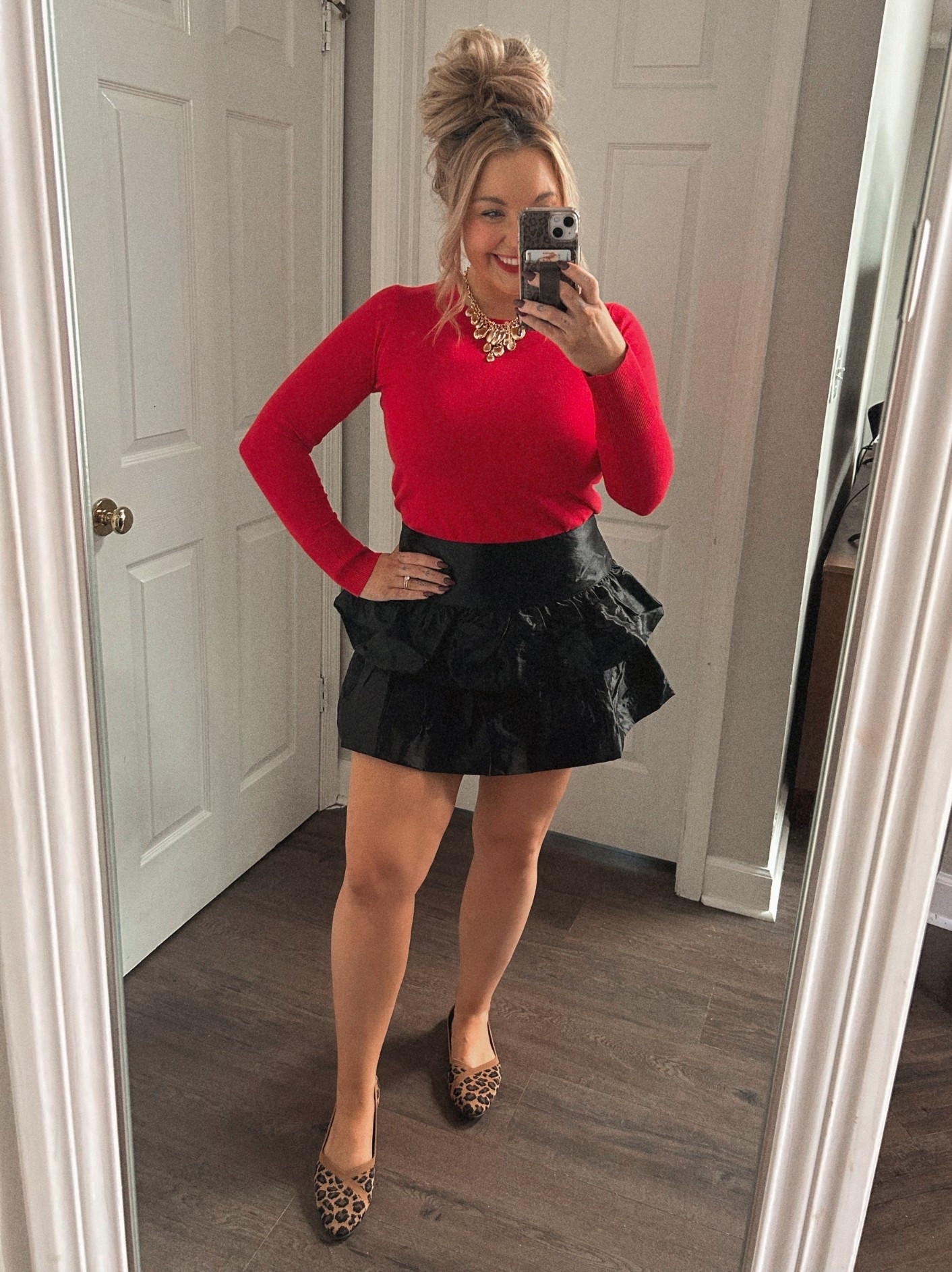 Walmart Holiday Look 😍🎄✨🎁 obsessed with this skirt!!! Wearing a medium in the skirt and a small in the sweater! 

#LTKHoliday #LTKMidsize #LTKSeasonal
