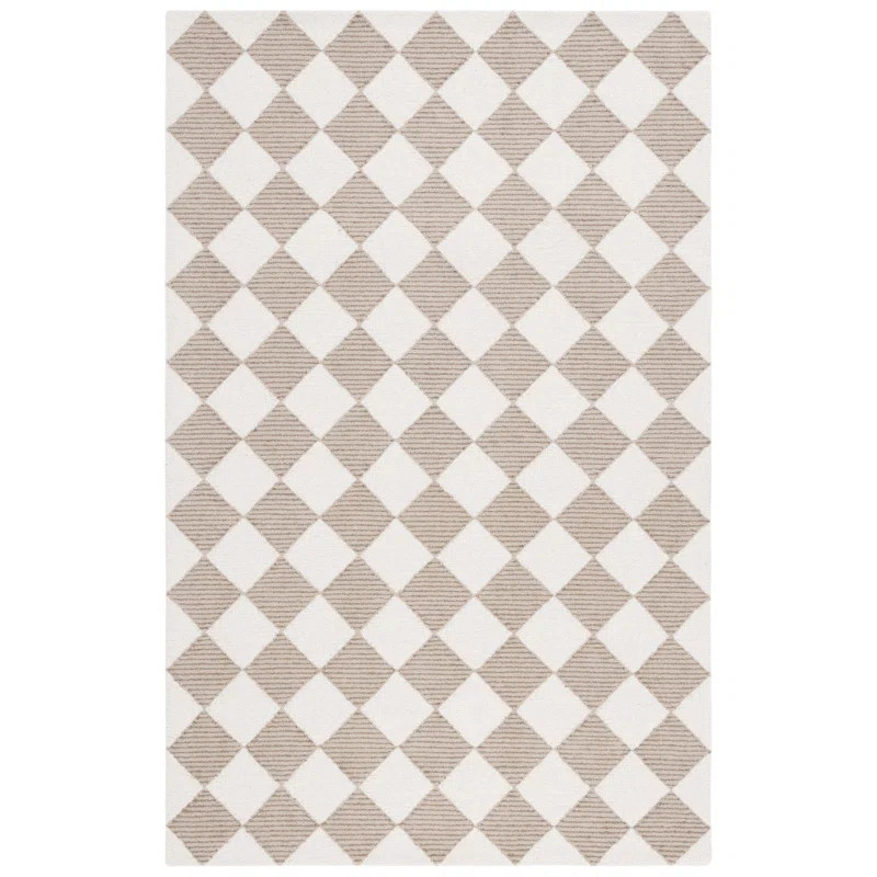 Reauna 300 Hand Tufted 85% Wool And 15% Cotton With Latex Checkered Rug | Wayfair North America