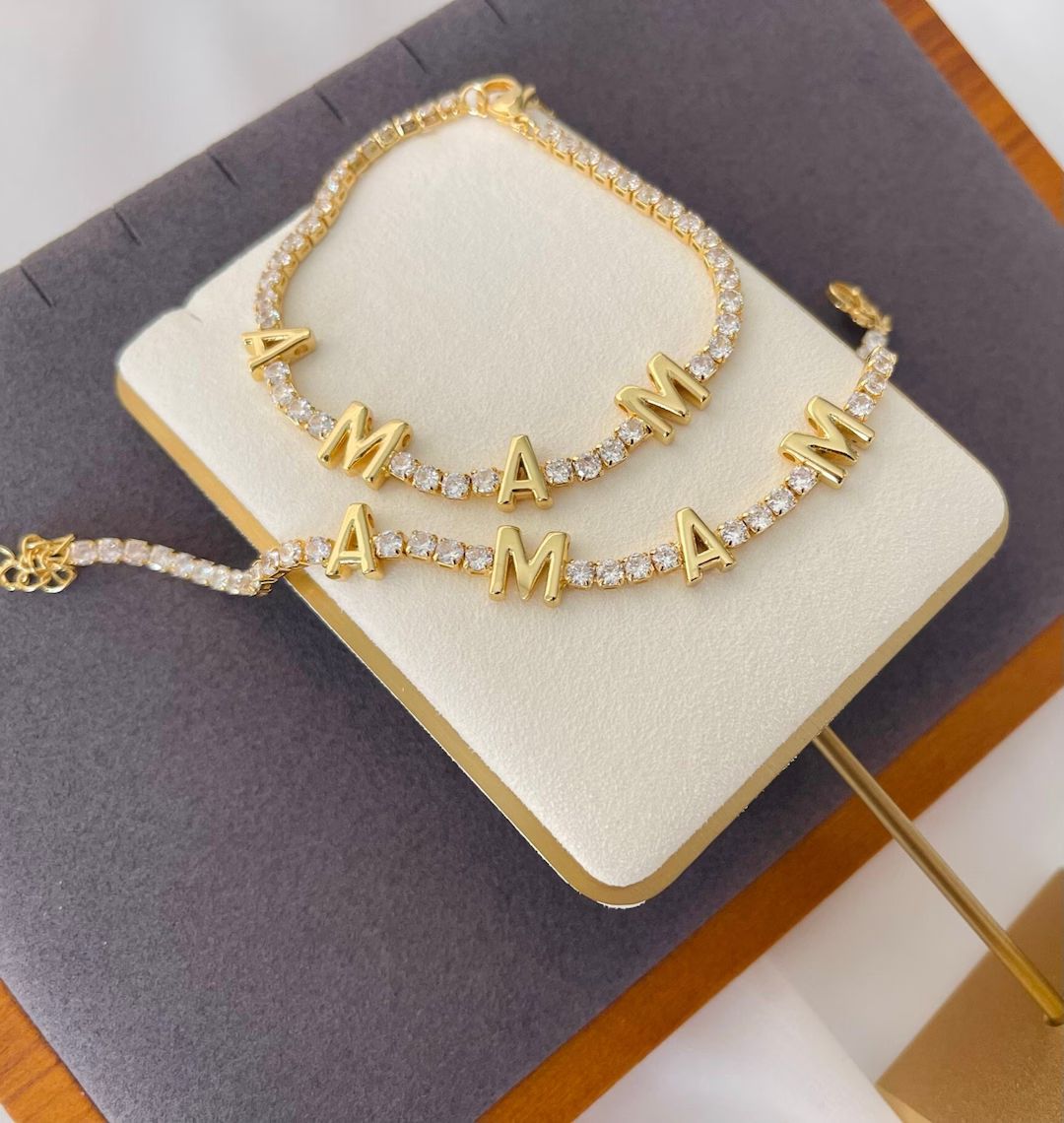 GOLD Tennis Mama Bracelet  Mama Script Bracelet  Jewelry for - Etsy | Etsy (US)