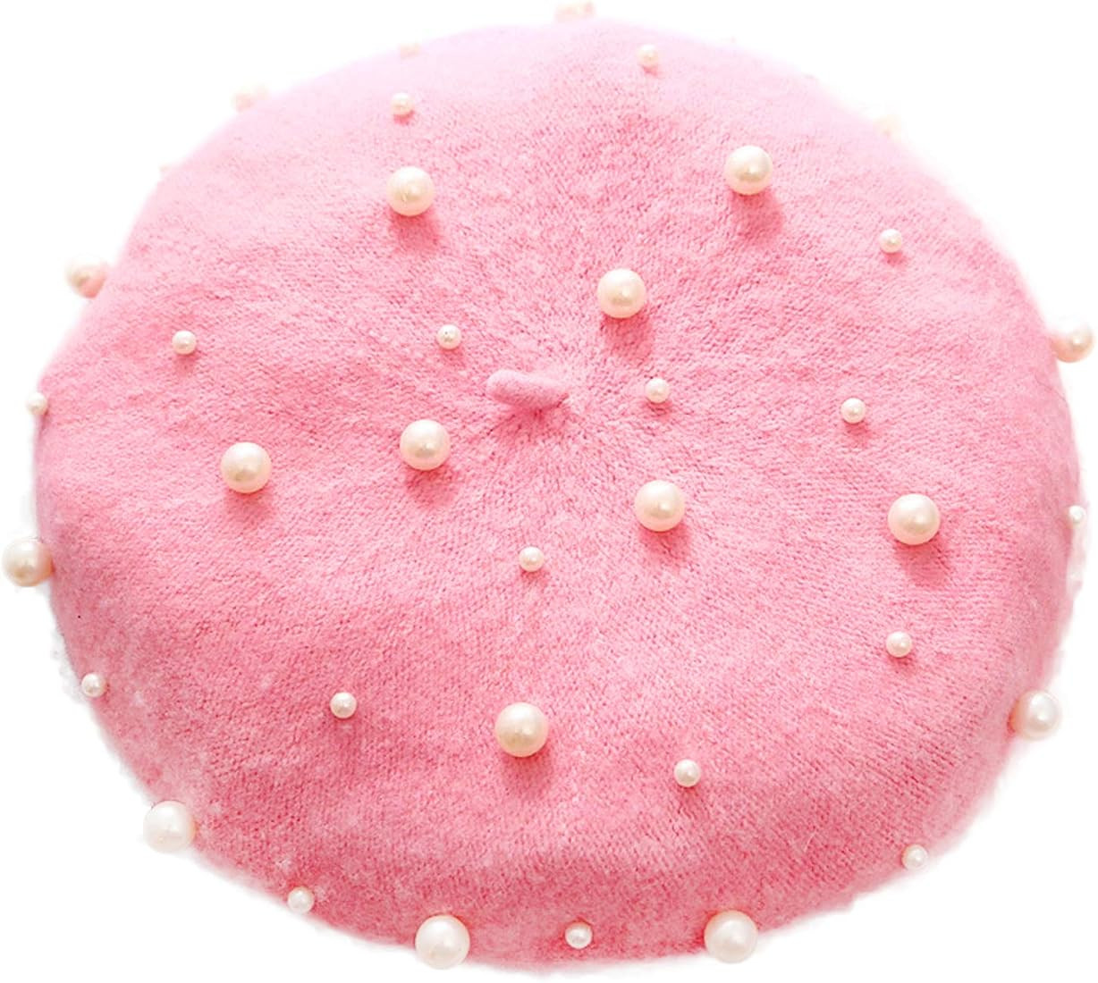 ZARSIO Women Beret Pearl Elegant Sweet Artist French Style Beret Beanie Cap | Amazon (US)
