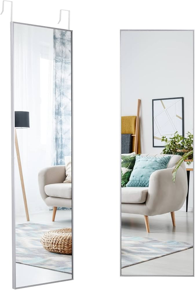 Mirrotek Over The Door Mirror Full Length Mirror Aluminum Frame Silver Mirror. 13.7 x 48 Inches. ... | Amazon (US)