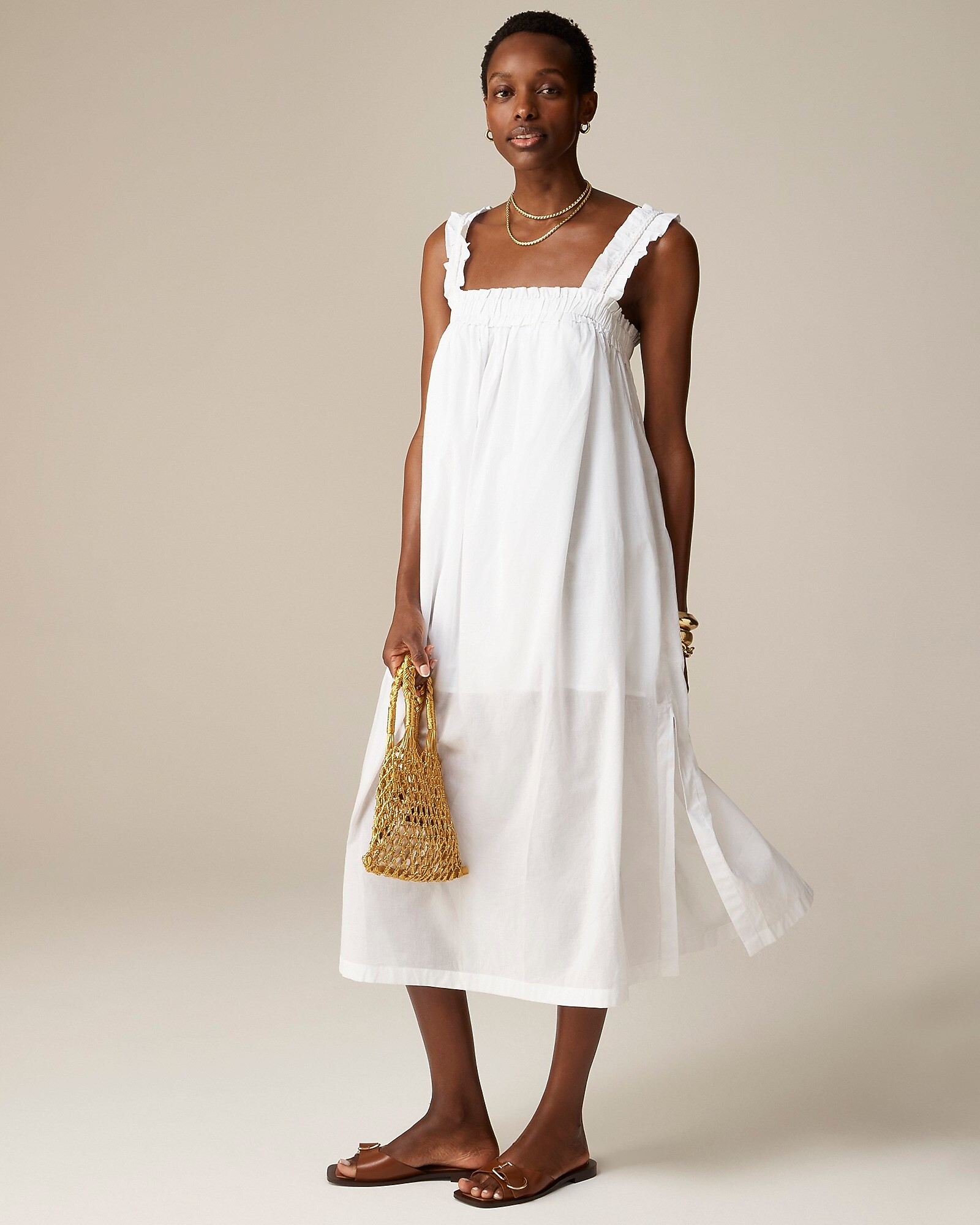 Cotton voile ruffle-trim shift dress | J. Crew US