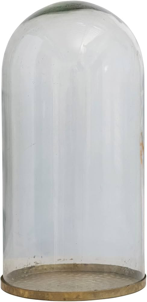 Creative Co-Op Decorative Glass Cloche with Metal Base, Antique Brass Finish | Amazon (US)