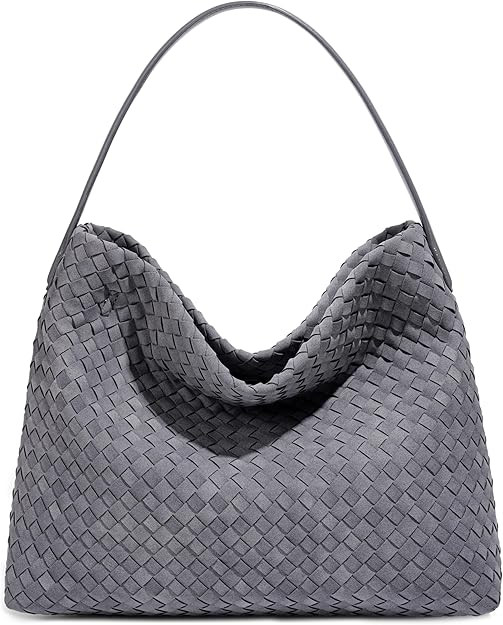Suede Tote Bag for Women Woven Hobo Handbag Slouchy Shoulder Purse Crossbody Designer Bag | Amazon (US)