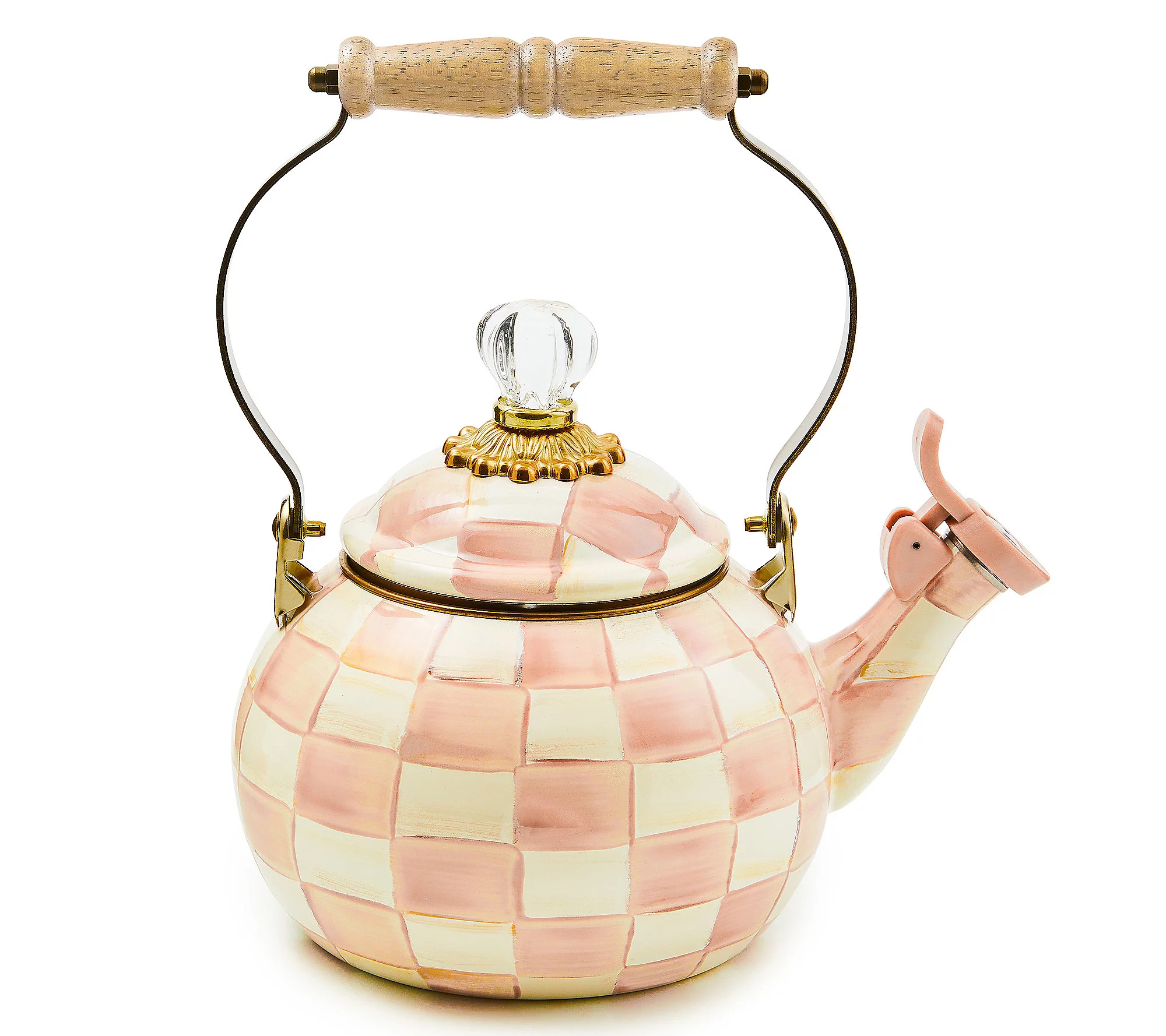 MacKenzie-Childs Rosy Check Whistling Tea Kettl e | QVC
