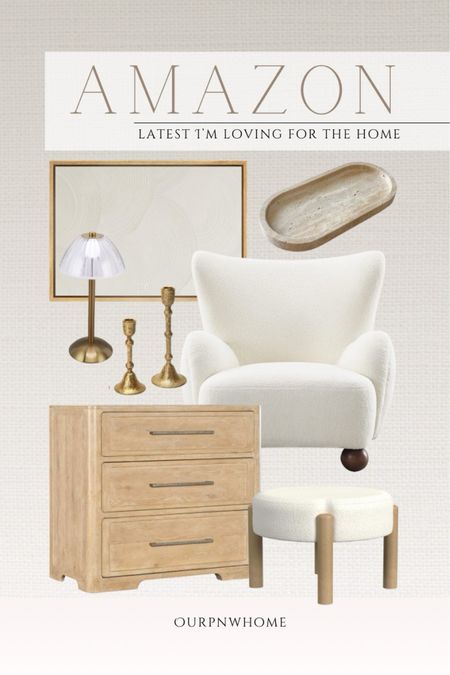 Beautiful neutral finds for the spring home from Amazon! 

Neutral dresses, dresser nightstand, bedside table, bedroom furniture, brass table lamp, gold table lamp, brass candlesticks, gold candle holders, tapered candlesticks, Amazon home, ivory armchair, white accent chair, neutral furniture, travertine tray, white wall art, abstract wall art, boucle ottoman, footstool, footrest, Amazon furniture

#LTKStyleTip #LTKHome #LTKSeasonal