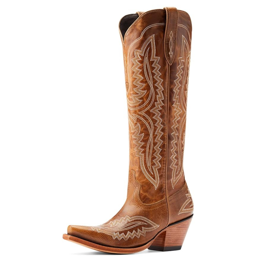 Ariat Womens Casanova Embroidered Snip Toe Zippered Casual Boots Knee High Mid Heel 2-3" - Brown | Amazon (US)