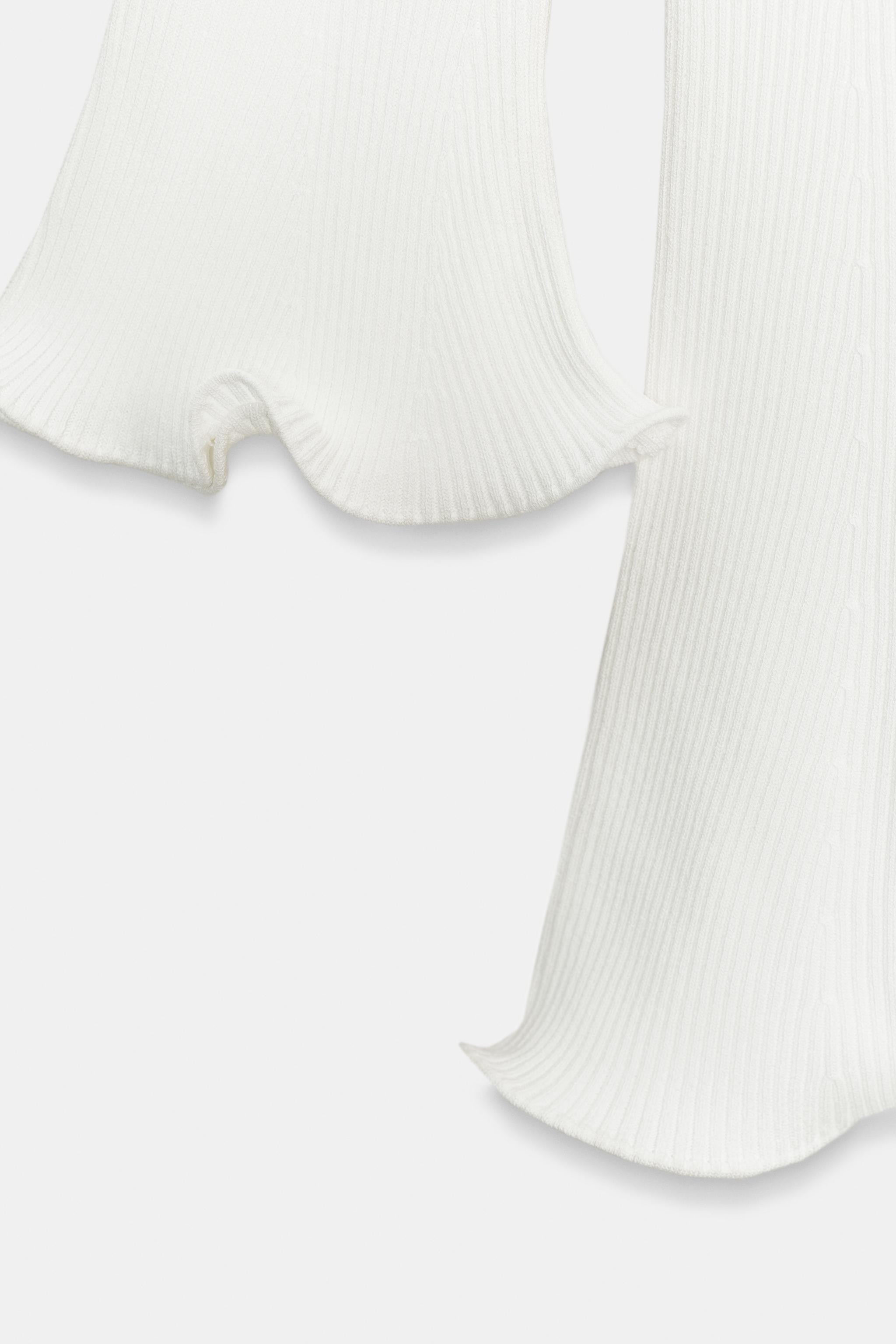 RIBBED KNIT DRESS WITH WAVY TRIM | Zara US