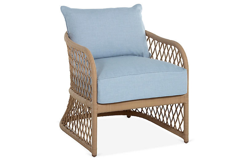 Carmel Woven Lounge Chair, Linen Chambray | One Kings Lane