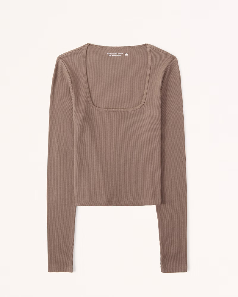 Essential Long-Sleeve Squareneck Top | Abercrombie & Fitch (US)