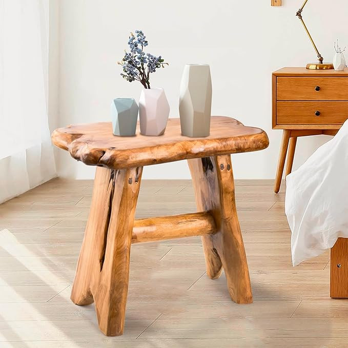 HOEGMST Wood Step Stool, Unique Design Live Edge Wood Stool, Freeform Natural Plant Stand for Gar... | Amazon (US)