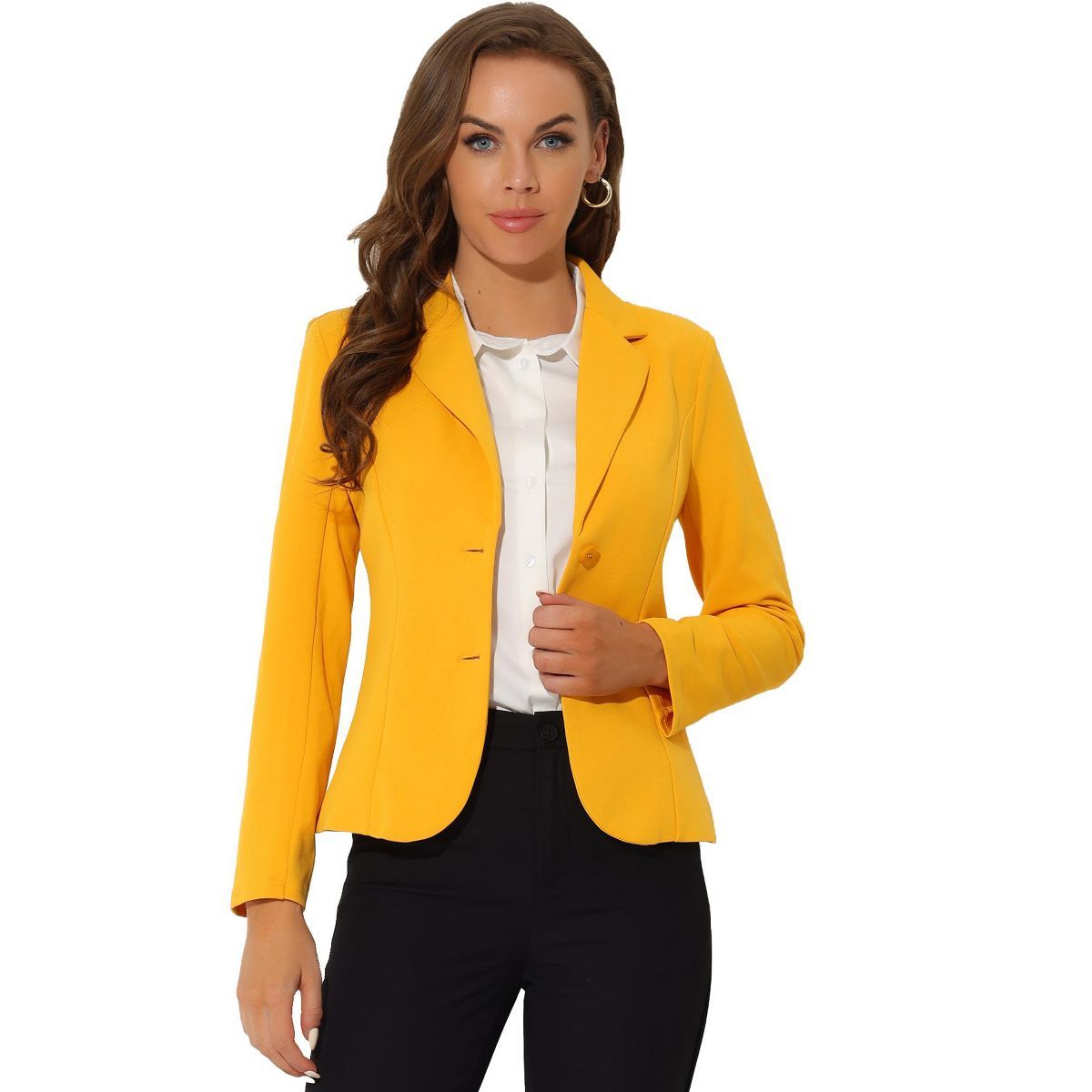 Allegra K Women's Elegant Work Office Lapel Collar Button Down Stretch Suit Blazer | Target