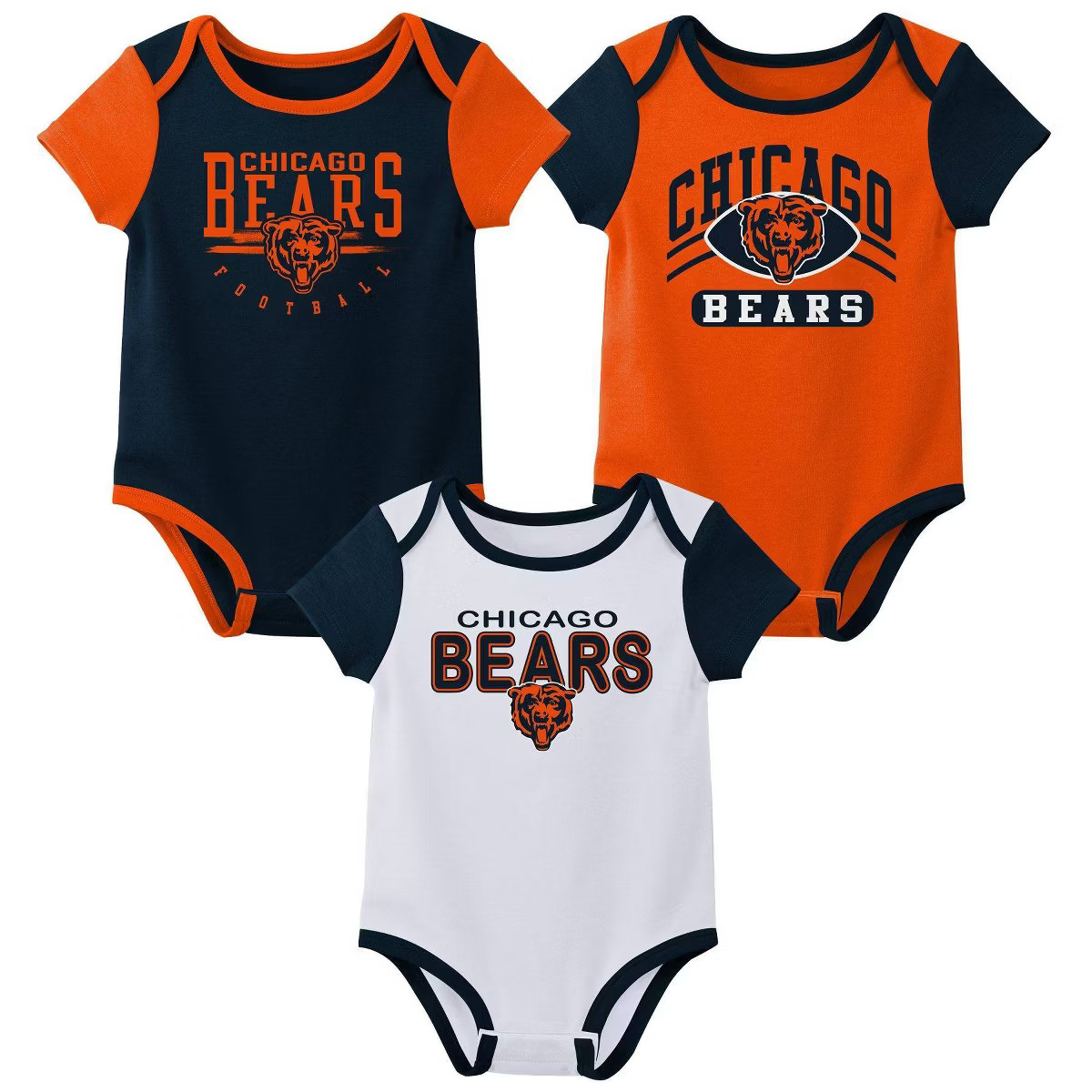 NFL Chicago Bears Infant Boys' 3pk White Bodysuit | Target