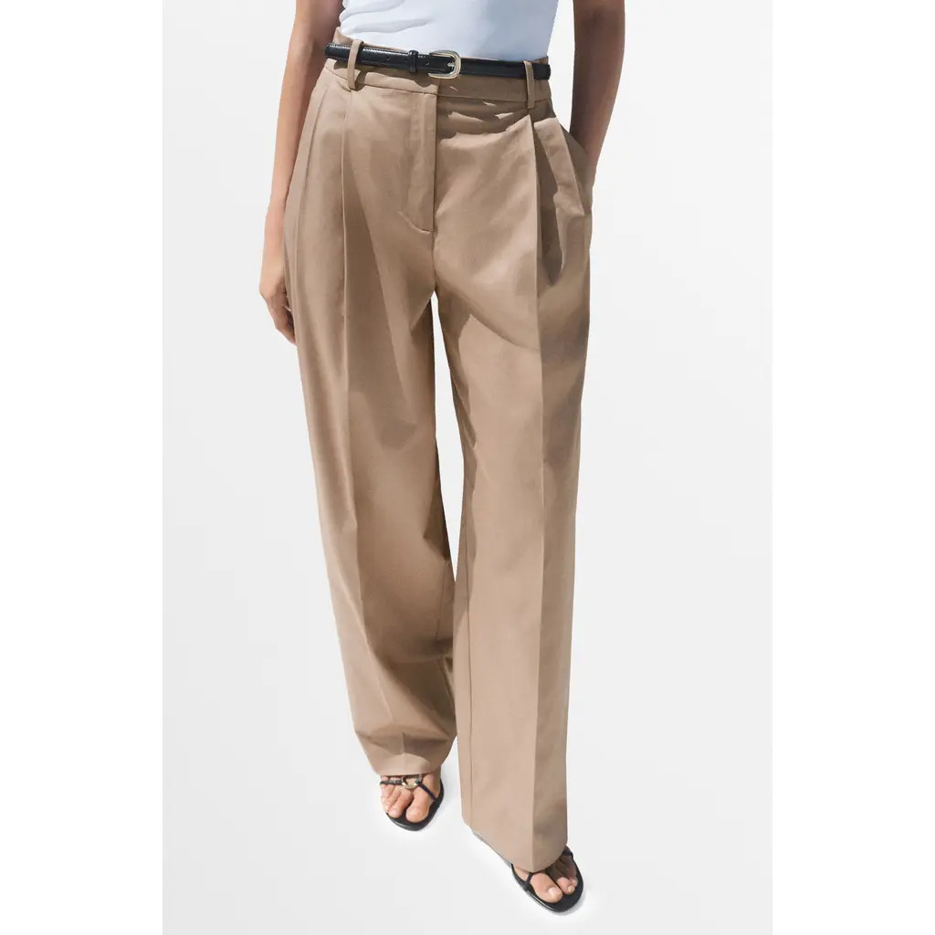 MANGO Mila Pleated Pants in Light Beige at Nordstrom, Size 0 | Nordstrom