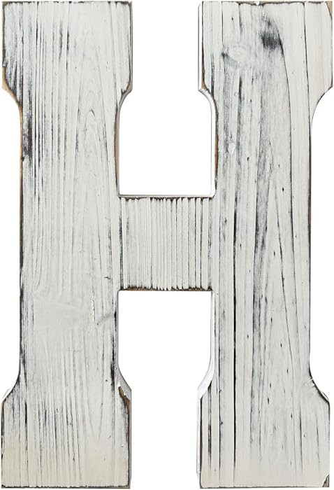 ABELOTS 14" Wall Letter - Extra Large Distressed Wooden Letter H, 14 inches (White H) | Amazon (US)