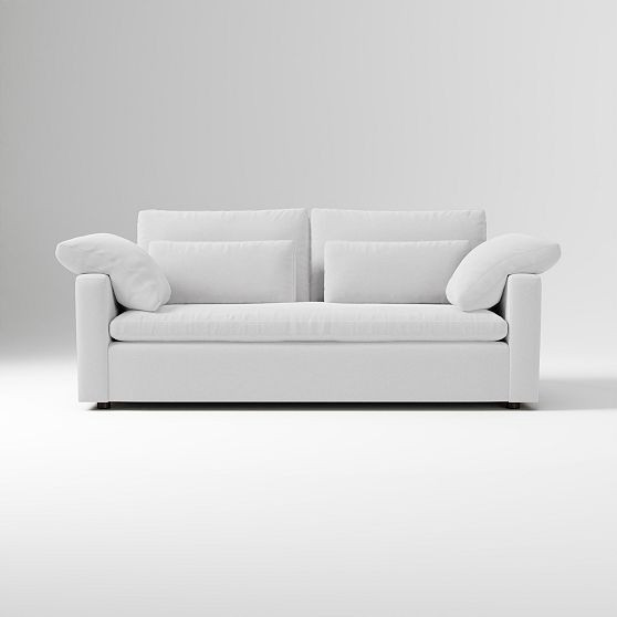 Harmony Swoop Arm 77"" Sofa, Performance Velvet, Frost Gray | West Elm (US)