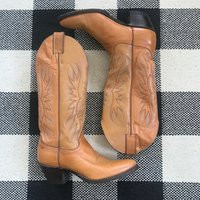 Vintage Light Brown Tall Western Cowgirl Boots | Etsy (US)