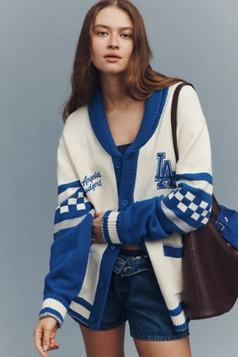 The Wild Collective x Anthro LA Dodgers MLB Cotton Cardigan Sweater | Anthropologie (US)