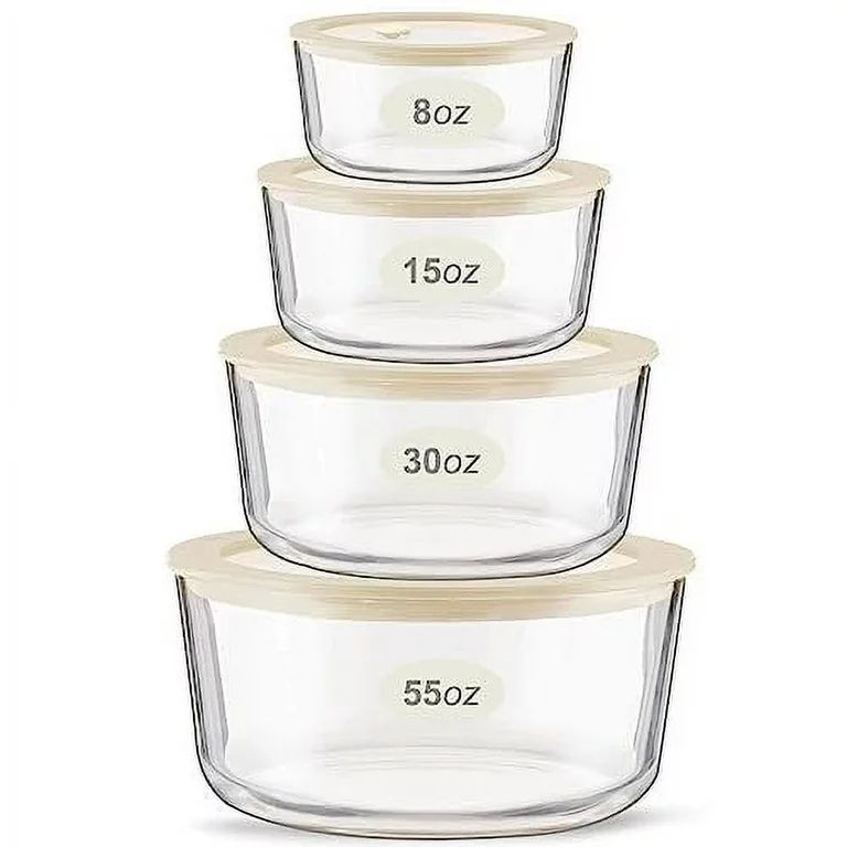 Urban Green Glass Rectangular Shaped Food Container Set of 4 with White Sand Silicone Framed Glas... | Walmart (US)