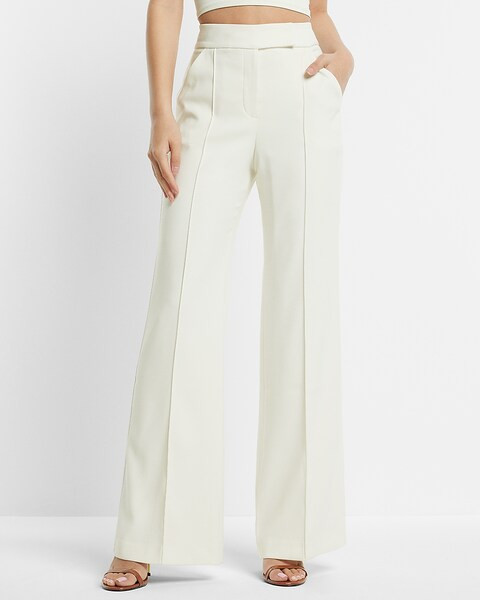 Super High Waisted Pintuck Flare Trouser Pant | Express